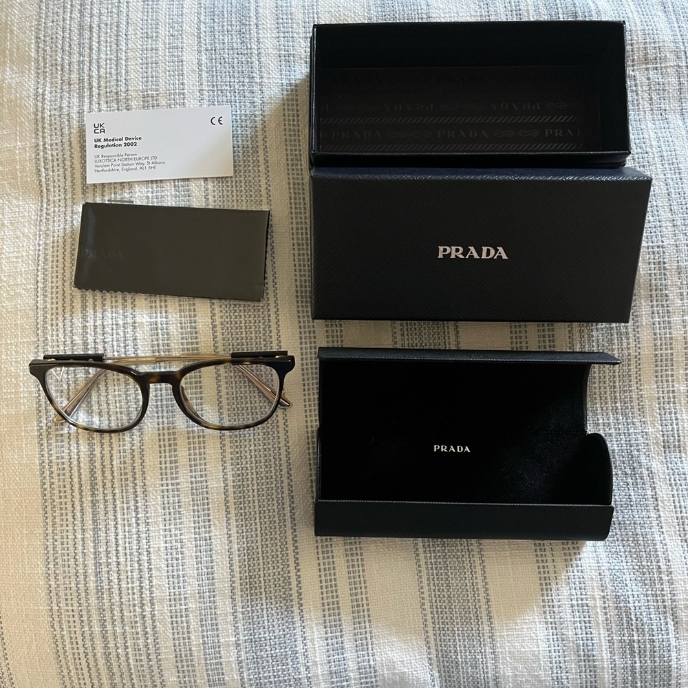 Prada Brown Tortoiseshell Optical Glasses with Black Case